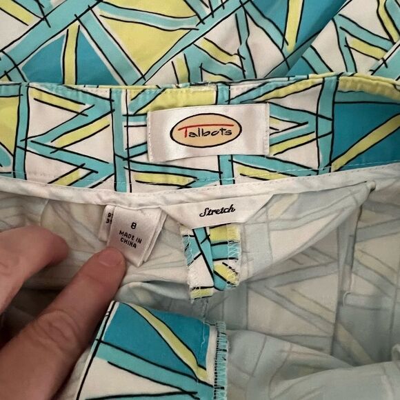 Vintage Talbots Capri pants blue and yellow pattern - Picture 3 of 10